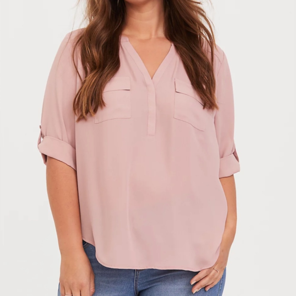 HARPER - DUSTY PINK GEORGETTE PULLOVER BLOUSE